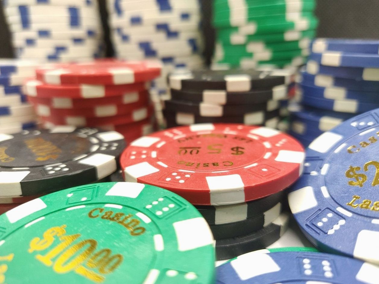 Colourful stacks of casino chips